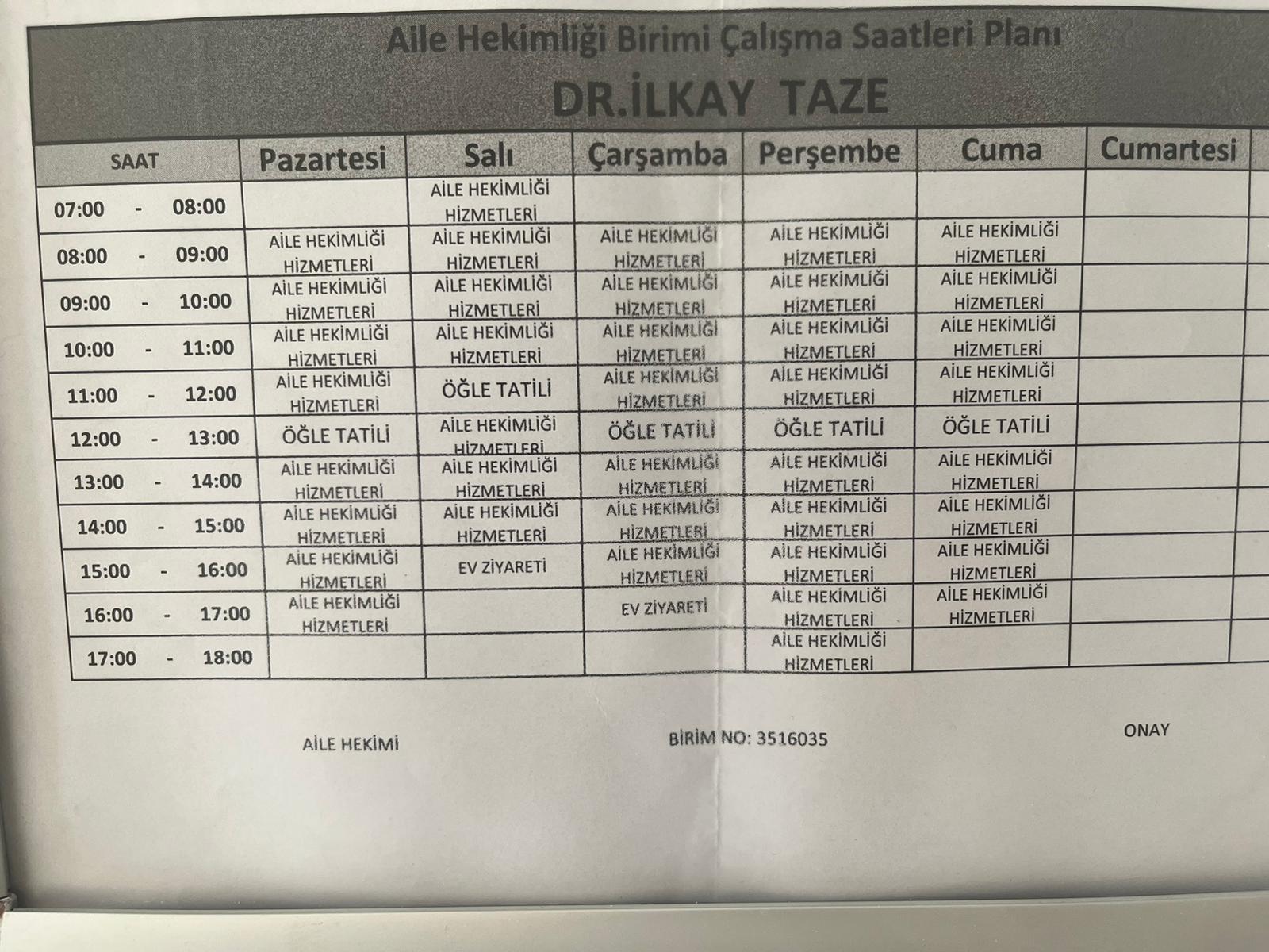 DR. İLKAY TAZE Programı